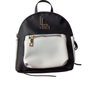 Loulu Black & White Mini Backpack With Gold Accent & Adjustable Straps*NEW
